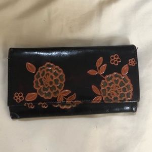 Flower print snap wallet